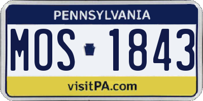 PA license plate MOS1843