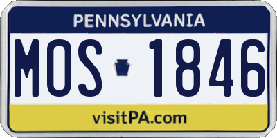 PA license plate MOS1846