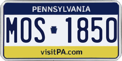 PA license plate MOS1850