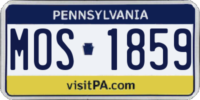 PA license plate MOS1859