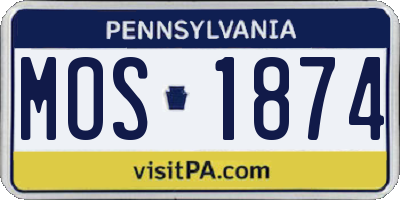 PA license plate MOS1874