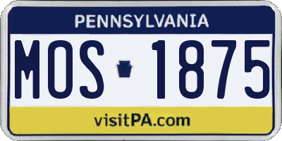 PA license plate MOS1875