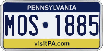 PA license plate MOS1885