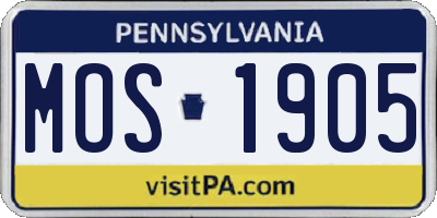 PA license plate MOS1905