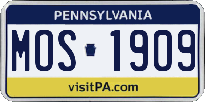 PA license plate MOS1909