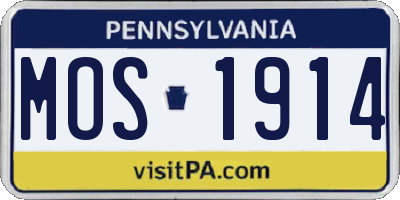 PA license plate MOS1914