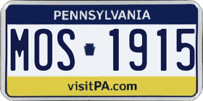 PA license plate MOS1915