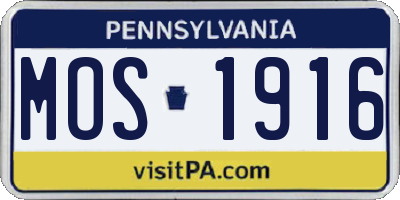 PA license plate MOS1916