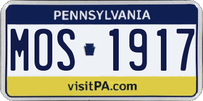 PA license plate MOS1917