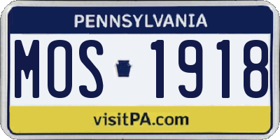 PA license plate MOS1918