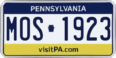 PA license plate MOS1923