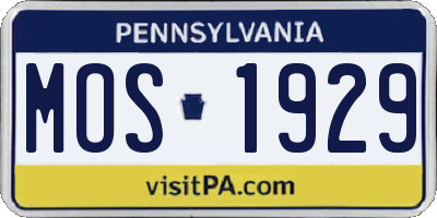 PA license plate MOS1929