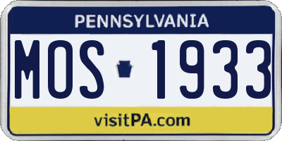 PA license plate MOS1933