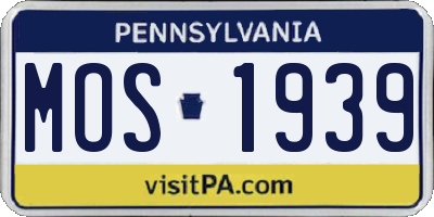PA license plate MOS1939