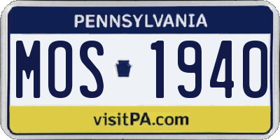 PA license plate MOS1940