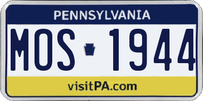 PA license plate MOS1944