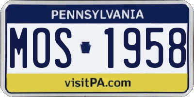 PA license plate MOS1958