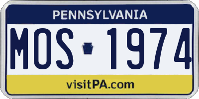PA license plate MOS1974