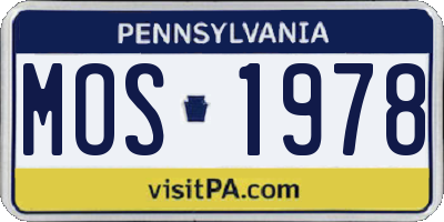 PA license plate MOS1978