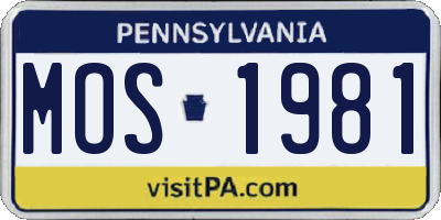 PA license plate MOS1981
