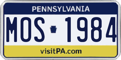 PA license plate MOS1984