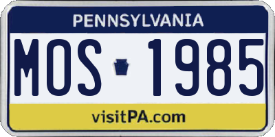 PA license plate MOS1985