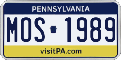 PA license plate MOS1989
