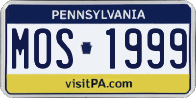 PA license plate MOS1999