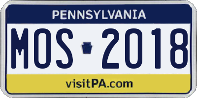 PA license plate MOS2018