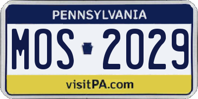 PA license plate MOS2029