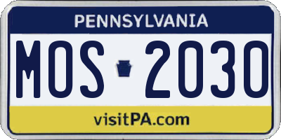 PA license plate MOS2030