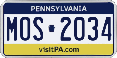 PA license plate MOS2034