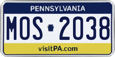 PA license plate MOS2038