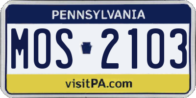 PA license plate MOS2103