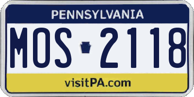 PA license plate MOS2118