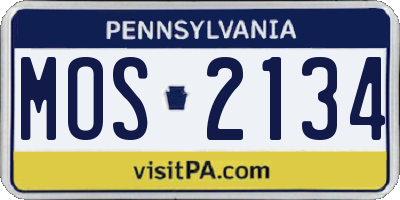 PA license plate MOS2134