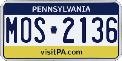 PA license plate MOS2136