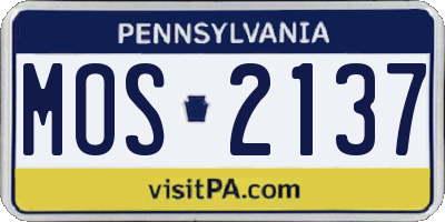 PA license plate MOS2137