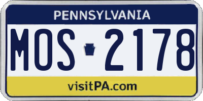 PA license plate MOS2178