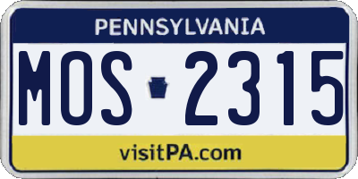 PA license plate MOS2315
