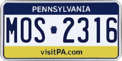 PA license plate MOS2316