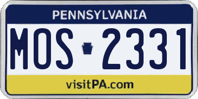 PA license plate MOS2331
