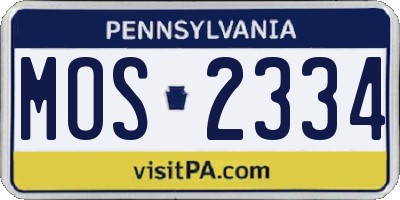 PA license plate MOS2334