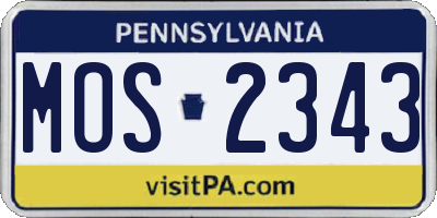PA license plate MOS2343
