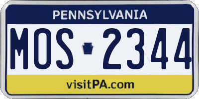 PA license plate MOS2344