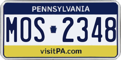 PA license plate MOS2348