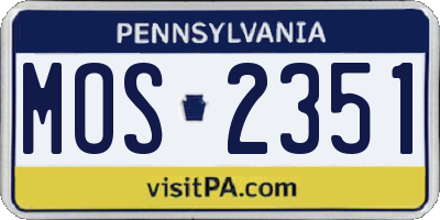 PA license plate MOS2351
