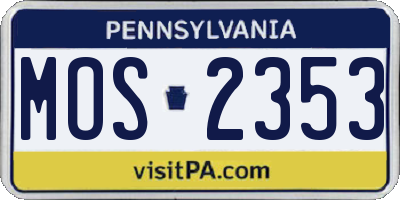 PA license plate MOS2353
