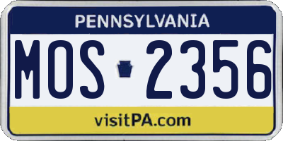PA license plate MOS2356