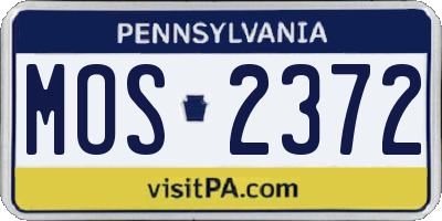 PA license plate MOS2372